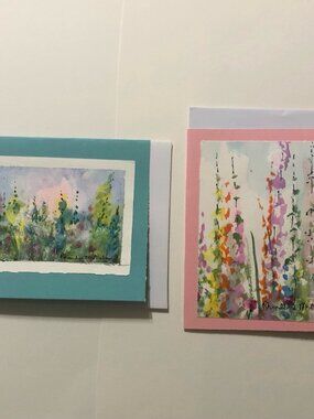 Watercolor Handmade Cards with Envelopes